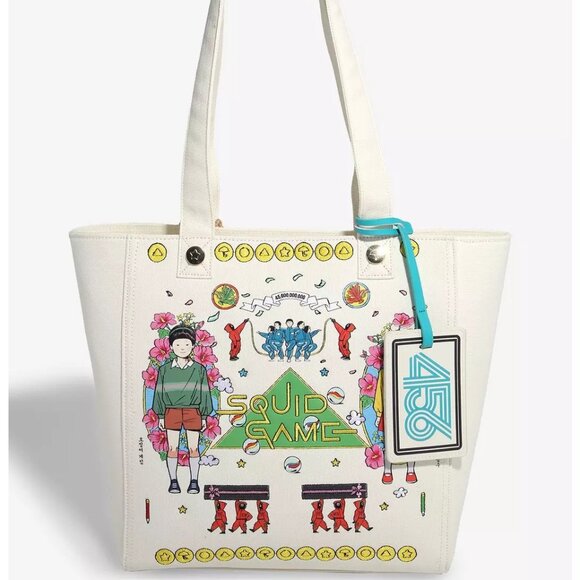 Squid Game Tote Embroidered Canvas Bag With Coin Purse Zip Close Netflix New - Picture 1 of 5